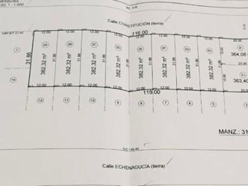 LOTE EN VENTA DE 382M2 EN BURZACO