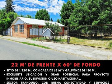 CENTRICO SITIO DE 1.320 M2 CON CASA Y GALPON