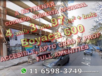 A ESTRENAR - Departamento en Venta en Flores 4 ambientes 3 baños 97 m2 + balcón al frente, cochera opcional - Boyacá 600