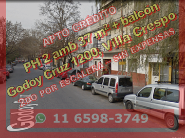 NUEVO PRECIO - PH en Venta en Villa Crespo 2 ambientes 37 m2 + balcón al frente, 2do piso por escalera – Godoy Cruz 1200
