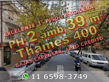 PH en Venta en Villa Crespo 2 ambientes 39 m2 1er piso por escalera, al contrafrente - Thames 400