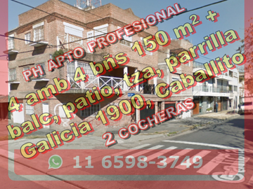 Departamento Triplex en Venta en Caballito, 4 ambientes 4 baños 150 m2 + balcón, patio, terraza, parrilla, 2 cocheras – Galicia 1900