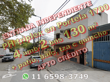 OPORTUNIDAD - PH en PB en Venta en Flores 4 ambientes 2 baños 130 m2 + patio, balcón y terraza con quincho, al frente - Portela 1700