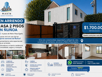 ARRIENDO CASA EN CONDOMINIO 3HAB 3BA ÑUÑOA