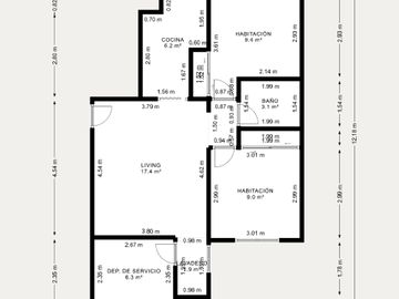 VENTA DEPTO. 3 AMB. + DEPEND. APTO CRED - ALMAGRO