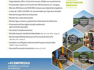 Lote en venta en el Parque Industrial San Lorenzo 5000m2 . Lote U079