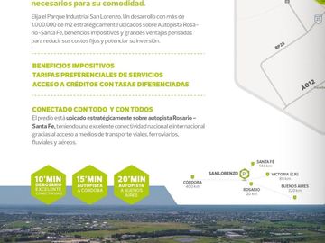 Lote en venta en el Parque Industrial San Lorenzo 5000m2 . Lote U079