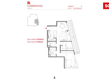 Unidad de tres ambientes con balcón en venta, Palermo