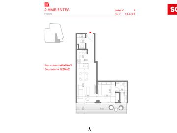 Dos ambientes con balcón en venta, Palermo- Nodo
