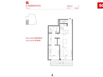 Dos ambientes con balcón en venta, Palermo- Nodo
