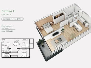 Departamento de 2 ambientes con balcón en venta a estrenar, en Vicente López