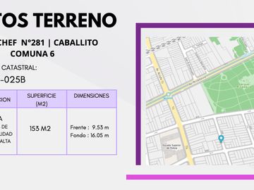VENTA LOTE TERRENO CABALLITO 1230 mts2 Vendibles