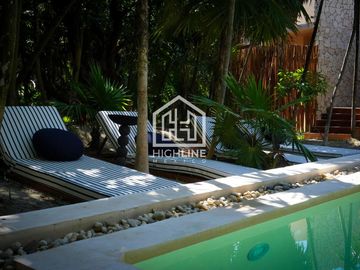 VILLA EN VENTA EN TULUM FRENTE A A LA PLAYA CON ALBERCA ROI EXCLUSIVA AMUEBLADA Y EQUIPADA