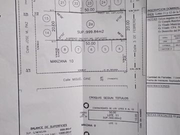 Venta lote 1000 m2 proy presentado a 5 min Pilar