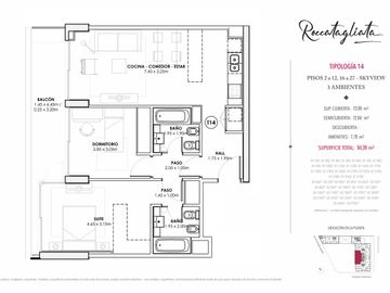 Palacio Roccatagliata en Belgrano R - Venta Departamento de 3 Ambientes en Torre Sky View