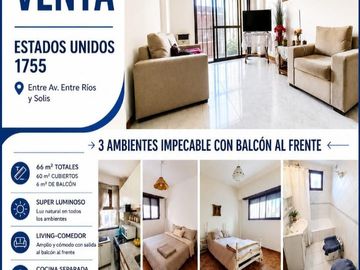 Venta departamento 3 amb. luminoso San Cristobal