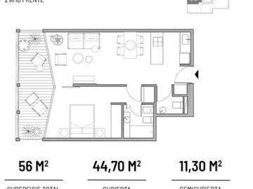 Venta 2 ambientes en Las Cañitas con Amenities