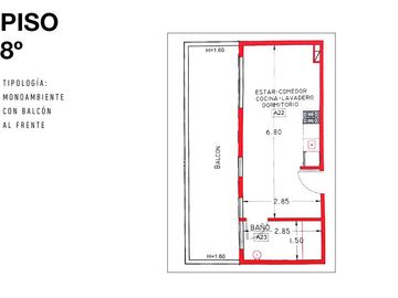 Departamento monoambiente en Villa Urquiza