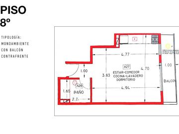 Departamento monoambiente en Villa Urquiza