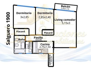 Venta Departamento 3 ambientes con Balcon al frente, Lavadero y Toilette en Palermo