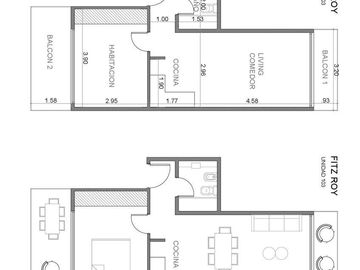 Departamento 2 Ambientes Con Patio en Palermo Hollywood Fitz Roy y Costa Rica