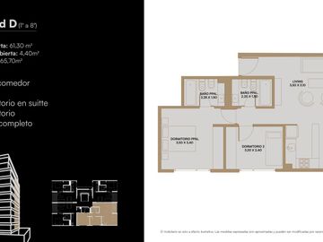 Departamento en Venta en Caseros. 3 Amb. 5° piso Contrafrente. En Construcción. Entrega: 08-2027