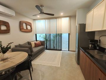 Departamento en renta amueblado equipado en planta baja en Temozon