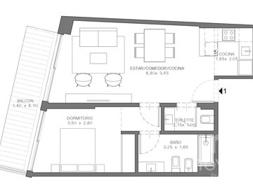 2 Ambientes al Frente en Construcción en Palermo Soho! Full Amenities!
