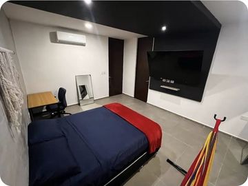 TH AMUEBLADO DE DOS HABITACIONES CON ALBERCA EN PRIVADA