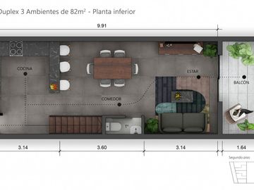 Departamento en duplex 3 ambientes - Full Amenities