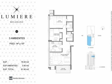 Lumiere Belgrano - 3 ambientes suite 2º baño compl. coch fija y cubierta - Alquiler