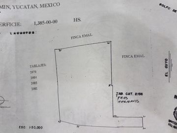 Terreno de 1,385 Hectareas en Tizimín