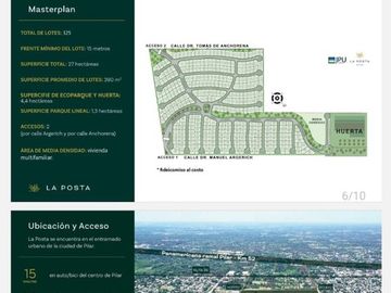VENTA LOTE CENTRAL EN EL BARRIO LA POSTA DE PILAR
