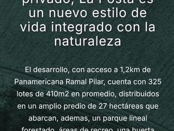 VENTA LOTE CENTRAL EN EL BARRIO LA POSTA DE PILAR