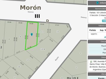VENTA  LOTE TERRENO 244 MTS VILLA SARMIENTO AP CRE