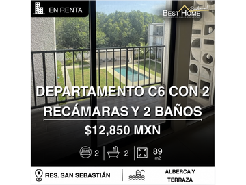 Departamento de 89 m2 en renta en Res. San Sebastián, Cancún