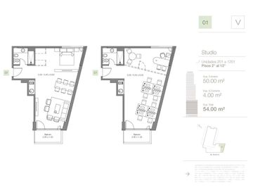 Alquiler - Av. Santa Fe 3700 - Studio Apto profesional - Torre Vista