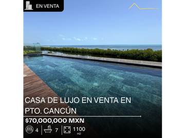 Casa de lujo de 1,100 m2 en venta en Puerto Cancún  La Laguna II