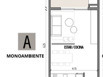 MONOAMBIENTE A ESTRENAR. 44 MTS. PARRILLA. PILETA.