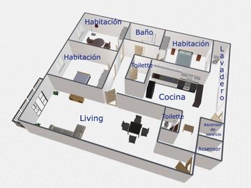 Venta Dpto. 4 Amb. al frente Balcon Palermo