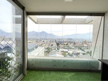 Depto 2D+2B, vista panorámica, terraza, Las Condes
