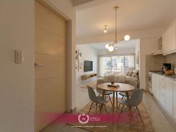 Alquiler monoambiente 39m² nuevo con balcón al contrafrente con AA muy luminoso en Flores Norte