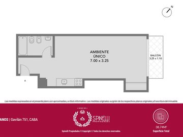 Alquiler monoambiente 39m² nuevo con balcón al contrafrente con AA muy luminoso en Flores Norte