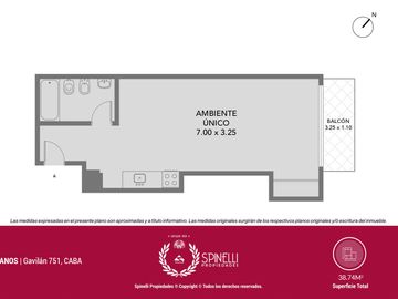 Alquiler monoambiente 39m² nuevo con balcón al contrafrente con AA muy luminoso en Flores Norte