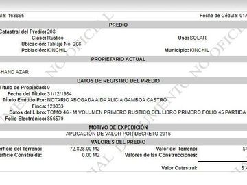 Terreno en Venta / Kinchil, Yucatán -11.44ha
