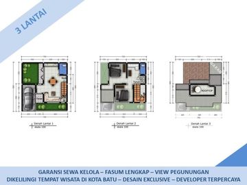 3 Lantai Rumah Malang Batu Tipe 75 Bergaransi Sewa Kelola