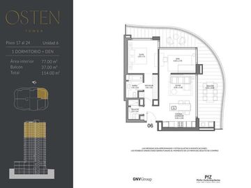 Osten Tower Puerto Madero - 1 Dormitorio más DEN con balcón terraza y parrilla