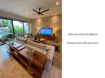 Casa con alberca privada, rooftop con lounge y hamaca, en privada con cancha de