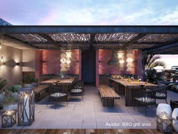 Apartamento cerca del malecón, terraza con alberca y vista al mar, venta Cozumel
