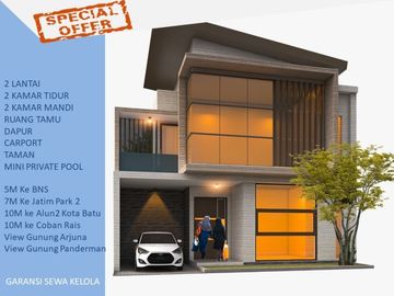 Private Pool Rumah Batu Tipe 67 Dikelilingi Tempat Wisata